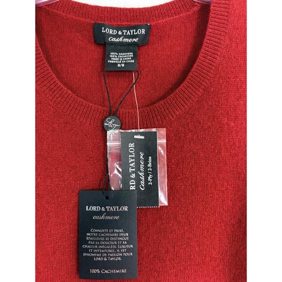 Lord & Taylor Woman's Red 100 % Cashmere Vest NWT Sz M Holidays Preppy Office - Picture 3 of 9